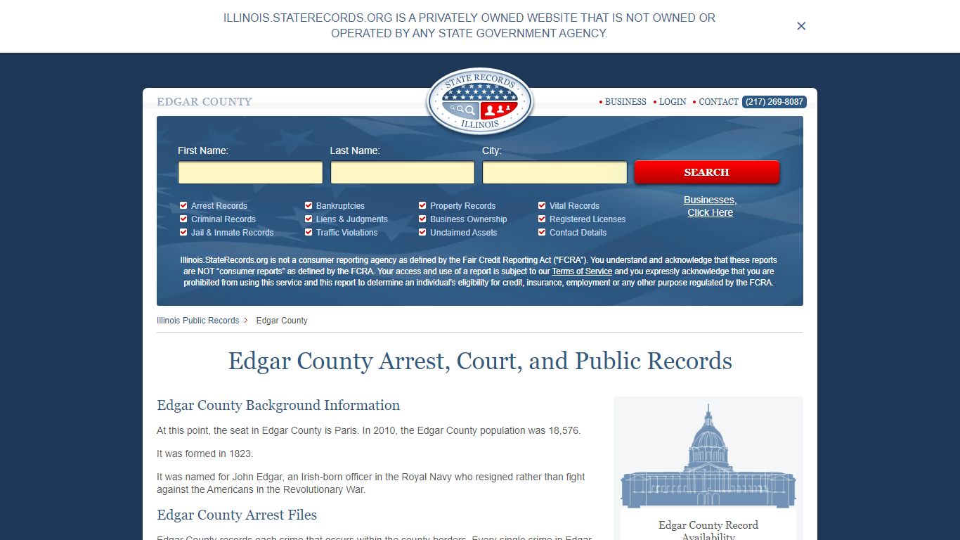 Edgar County Arrest, Court, and Public Records