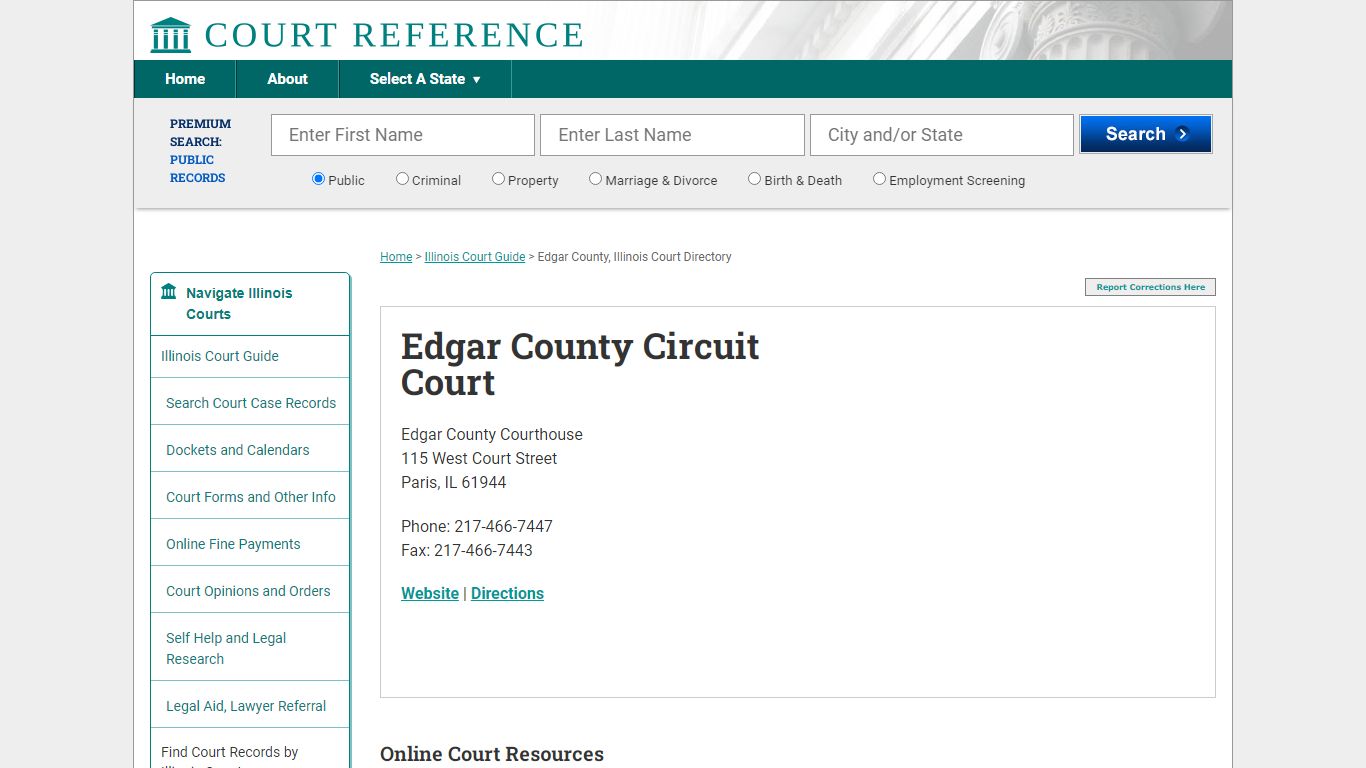 Edgar County Circuit Court - CourtReference.com